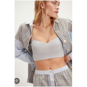 Intimately Free People Ribbed V Neck Crop Top‎ Bra Bralette Grey Size Medium
